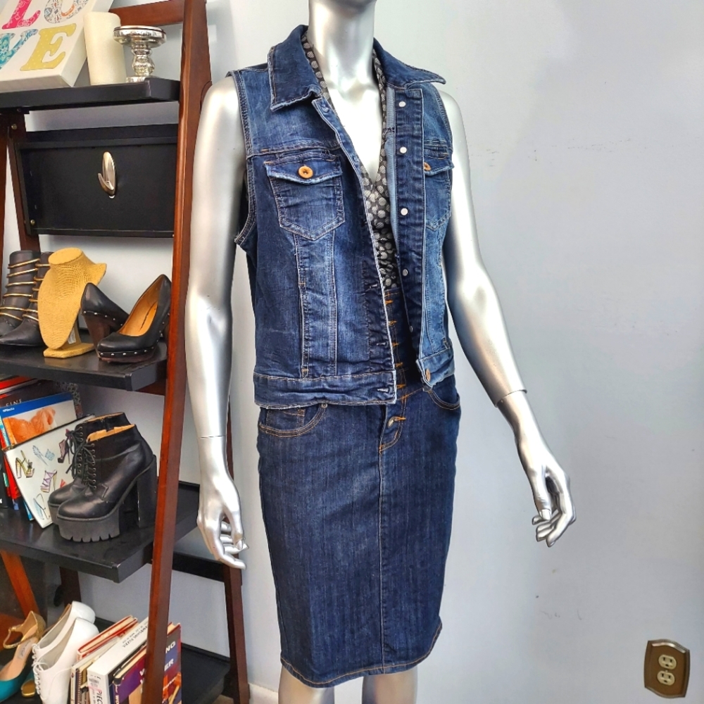 ZCO High Waisted Stretch Denim Pencil Skirt - Picture 2 of 11